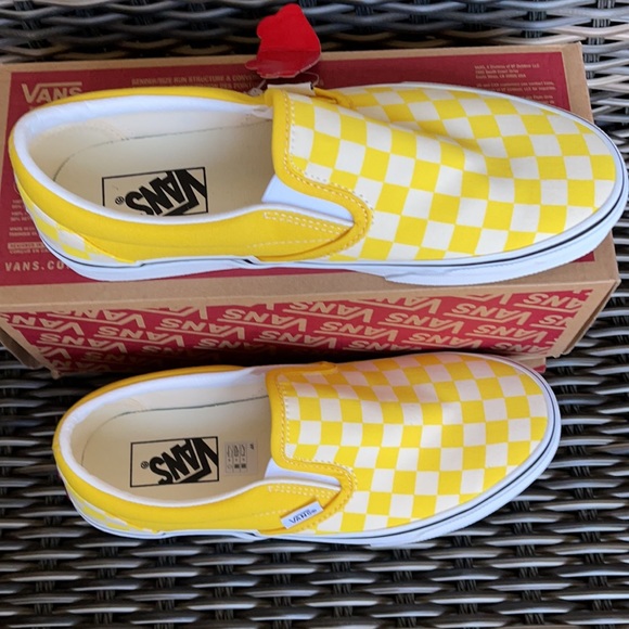 Vans Classic Slip-On Checkerboard Cyber Yellow/True White WMNS - Picture 3 of 16